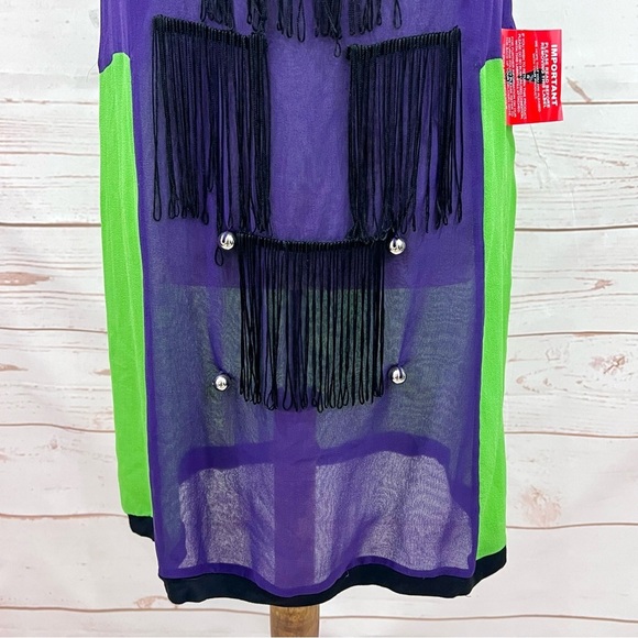 NWT Asos x Louise Gray London UK Sheer Colorblock Mod Fringe Silk Shift Dress - Picture 7 of 16